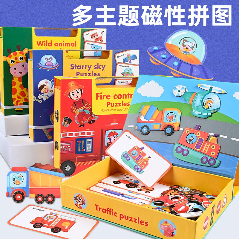 Puzzle Fun Multi-Themed Animal Traffic Space Fire Scene Puzzle Music Early Childhood Education Children'S Magnetic Puzzle - Image 5